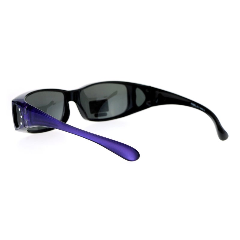 JuicyOrange Womens Polarized Fit Over Glasses Sunglasses Rhinestone Rectangular Frame (purple, 57) - Image 3